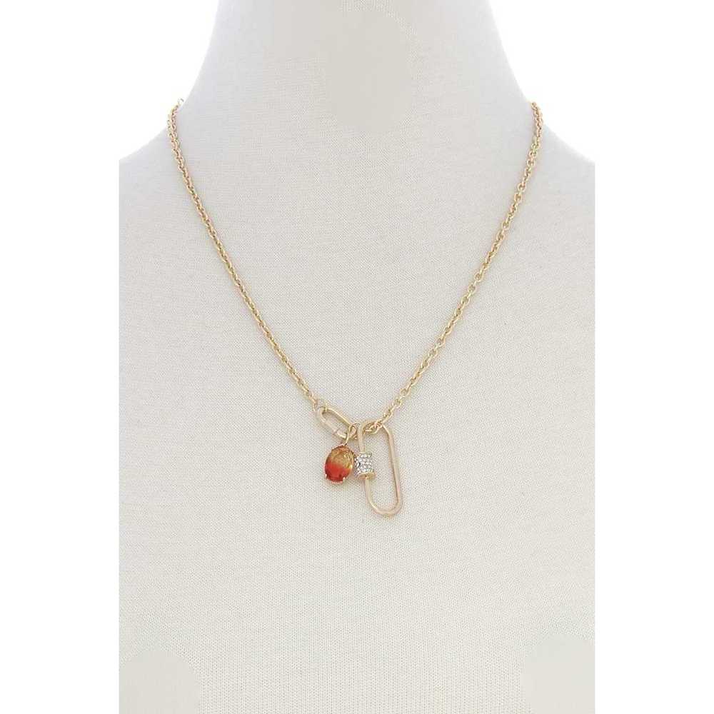 Oval Shape Rhinestone Charm Necklace - Picture 3 of 6